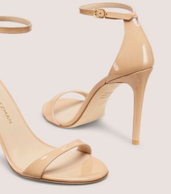 Stuart Weitzman,SANDALE NUDIST II 100,Sandal,Cuir verni,Beige adobe,Detailed View