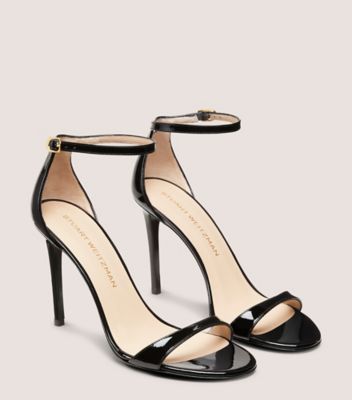 Stuart Weitzman,NUDIST II SANDAL 100,Sandals,Pumps,Foam,Cushion Toe,Cushioned,Cocktail,Casual,Party,Black,Angle View