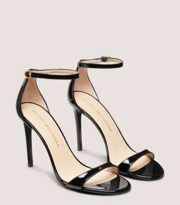 Stuart Weitzman,SANDALE NUDIST II 100,Sandal,Cuir verni,Noir,Angle View