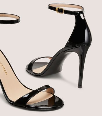 Stuart Weitzman,SANDALE NUDIST II 100,Sandal,Cuir verni,Noir,Detailed View