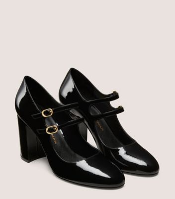 Stuart Weitzman,MARY JANE CHIC 85,Pump,Cuir verni,Noir,Angle View