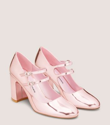 Stuart Weitzman,MARY JANE CHIC 85,Pump,Cuir specchio,Guimauve rose,Angle View