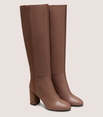 Stuart Weitzman,5050 STRUT BLOCK BOOT,Brown,Angle View