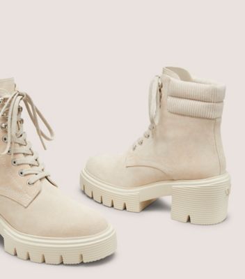 Stuart Weitzman,SOHO LACE-UP BOOTIE,Beige,Detailed View