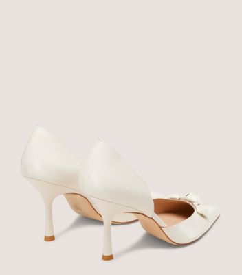 Stuart Weitzman,STUART ROSIE D'ORSAY 85,Leather,Pumps,D Orsay,Applique,Arch Support,Cocktail,White,Back View