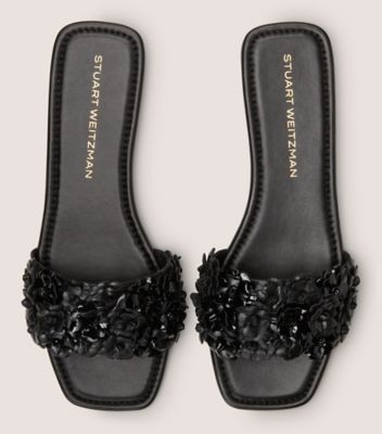 Stuart Weitzman,MEADOW SLIDE,Black,Top View