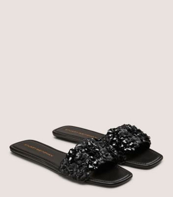 Stuart Weitzman,MEADOW SLIDE,Black,Angle View