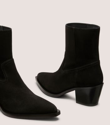 Stuart Weitzman,TATE BOOTIE,Suede,Bootie,Pull Tab,Casual,Day Party,Black,Detailed View