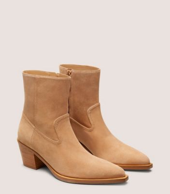 Stuart Weitzman,TATE BOOTIE,Suede,Bootie,Pull Tab,Casual,Day Party,Brown,Angle View