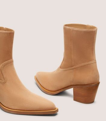 Stuart Weitzman,TATE BOOTIE,Suede,Bootie,Pull Tab,Casual,Day Party,Brown,Detailed View