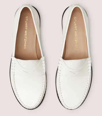 Stuart Weitzman,LOTTIE LOAFER,Rubber,Loafer,Penny Loafer,Work,White,Top View