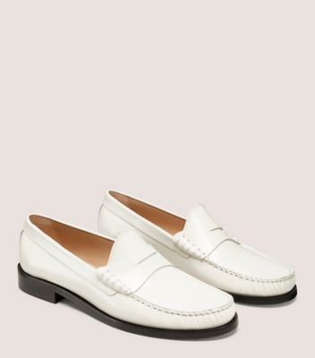 Stuart Weitzman,LOTTIE LOAFER,Rubber,Loafer,Penny Loafer,Work,White,Angle View