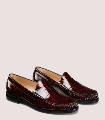 Stuart Weitzman,FLÂNEUR LOTTIE,Loafer,Écaille de tortue lustré,Brun foncé,Angle View