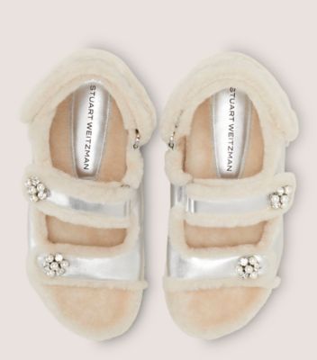 Stuart Weitzman,Sandal,MÉTALLIQUE LIQUIDE/RASON,Argent/Crème