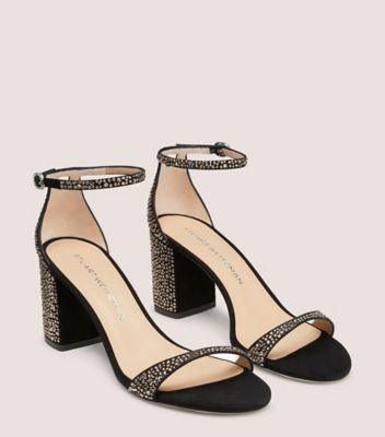 Stuart Weitzman,NUDIST SHINE BLOCK 75,Black,Angle View