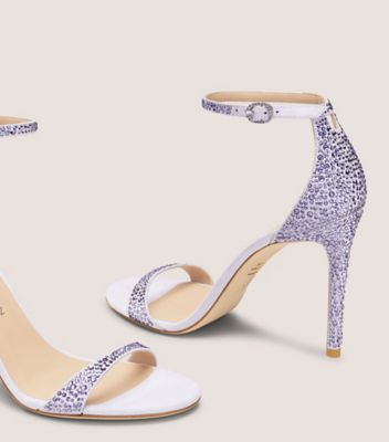 Stuart Weitzman,NUDIST SHINE 100,Suede,Sandals,Foam,Embellished,Rhinestones,Cushioned,Party,Multi Color,Detailed View
