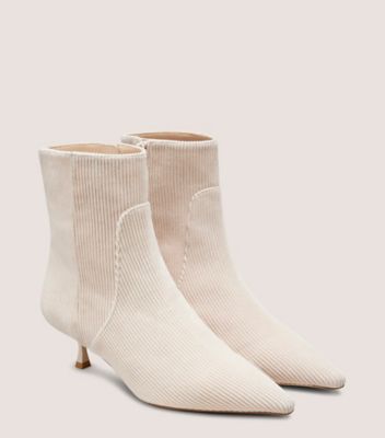 Stuart Weitzman,NAOMI 50 ZIP BOOTIE,Velvet,Corduroy,Rubber,Bootie,Cocktail,Day Party,Beige