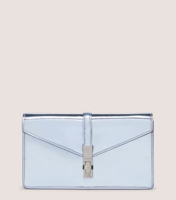 Stuart Weitzman,POSH LOVELETTER CLUTCH,Blue,Front View