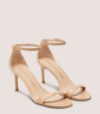 Stuart Weitzman,SANDALE NUDIST II 75,Sandal,Cuir lisse,Beige adobe,Angle View