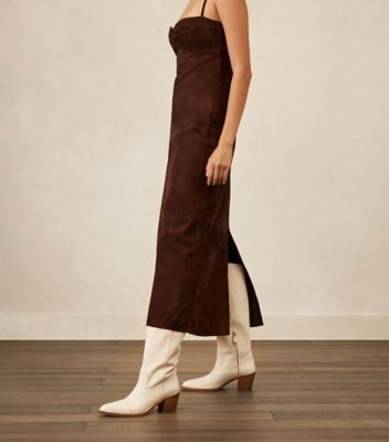 Stuart Weitzman,BOTTE TATE,Boot,Cuir lisse,Coquillage et caramel,Shoe on tall model