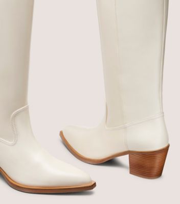 Stuart Weitzman,TATE BOOT,Rubber,Leather,Boots,Day Party,White,Detailed View