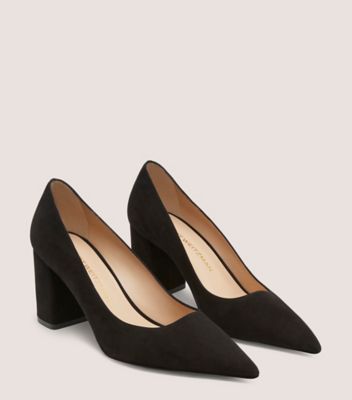 Stuart Weitzman,STUART POWER BLOCK 75,Suede,Pumps,Foam,Work,Black,Angle View