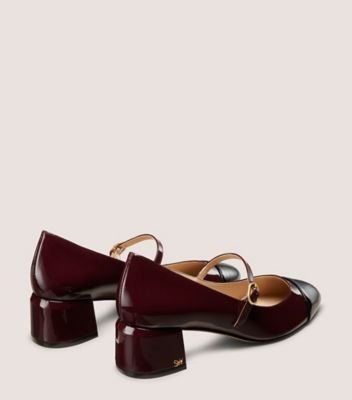 Stuart Weitzman,GABBY 45 MARY JANE,Rubber,Leather,Pumps,Day Party,Maroon,Back View