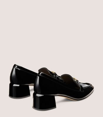 Stuart Weitzman,WYLIE 45 LOGO LOAFER,Rubber,Leather,Loafer,Pumps,Metal,Penny Loafer,Day Party,Black
