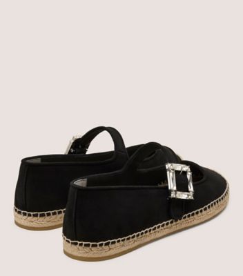 Stuart Weitzman,JUNE ESPADRILLE FLAT,Black,Back View