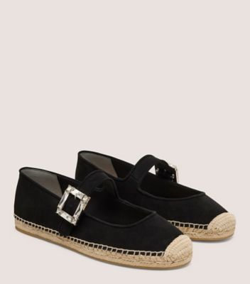 Stuart Weitzman,JUNE ESPADRILLE FLAT,Black,Angle View