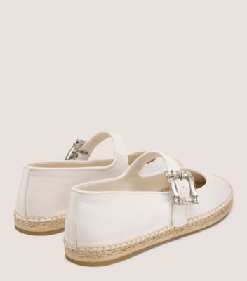 Stuart Weitzman,JUNE ESPADRILLE FLAT,White,Back View