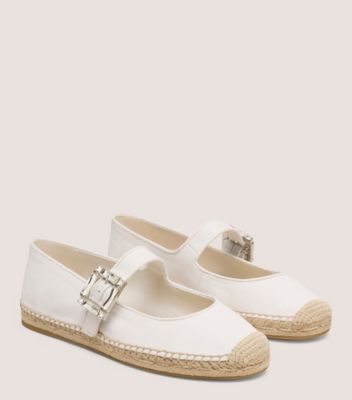 Stuart Weitzman,JUNE ESPADRILLE FLAT,White,Angle View