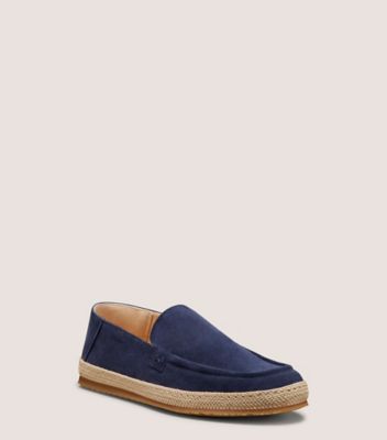 Stuart Weitzman,BALA ESPADRILLE,Rubber,Suede,Loafer,Espadrilles,Logo,Engraving,Cushioned,Casual,Navy,Side View