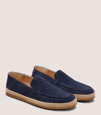 Stuart Weitzman,BALA ESPADRILLE,Rubber,Suede,Loafer,Espadrilles,Logo,Engraving,Cushioned,Casual,Navy,Angle View