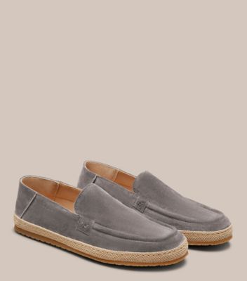 Stuart Weitzman,BALA ESPADRILLE,Rubber,Suede,Loafer,Espadrilles,Logo,Engraving,Cushioned,Casual,Gray,Angle View