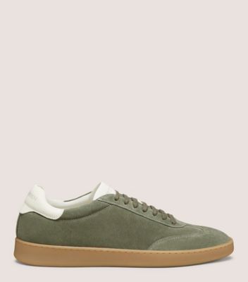 Stuart Weitzman,BANNER SNEAKER,Suede,Rubber,Casual,Mixed Media,Cushioned,Casual,Olive,Front View
