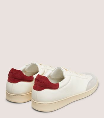 Stuart Weitzman,BANNER SNEAKER,Rubber,Suede,Casual,Mixed Media,Cushioned,Casual,White,Back View
