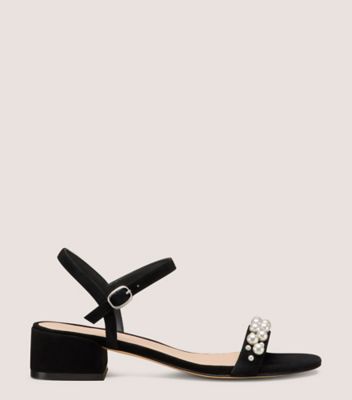 Stuart Weitzman,GOLDIE 35 BLOCK SANDAL,Black,Front View
