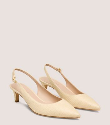 Stuart Weitzman,DANCER 50 SLINGBACK,Beige,Angle View