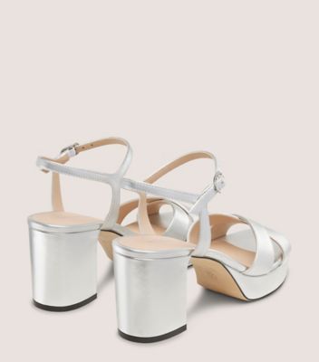 Stuart Weitzman,DAYNA PLATFORM 80,Silver,Back View