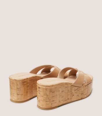 Stuart Weitzman,DAYNA WEDGE SLIDE,Beige,Back View