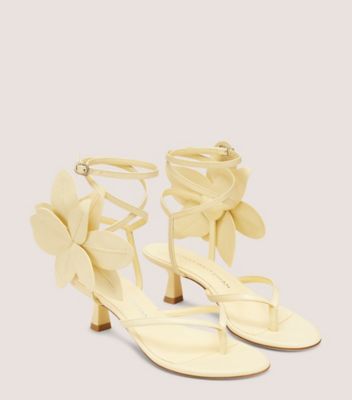 Stuart Weitzman,PARADISE 50,Nappa Leather,Sandals,Fabric,3D Embellishment,Cocktail,Beige,Angle View