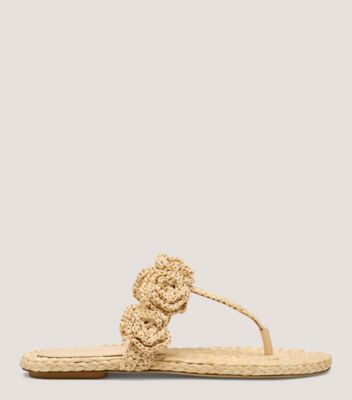 Stuart Weitzman,MAGNOLIA T-STRAP SLIDE,Beige,Front View