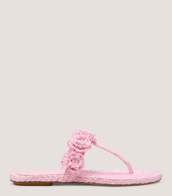 Stuart Weitzman,MAGNOLIA T-STRAP SLIDE,Pink,Front View