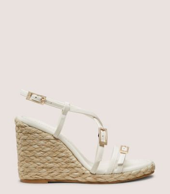 Stuart Weitzman,GEORGIE ESPADRILLE WEDGE,White,Front View
