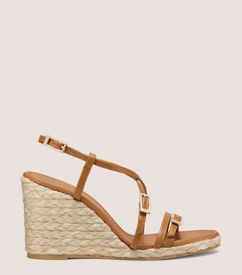 Stuart Weitzman,GEORGIE ESPADRILLE WEDGE,Brown,Front View