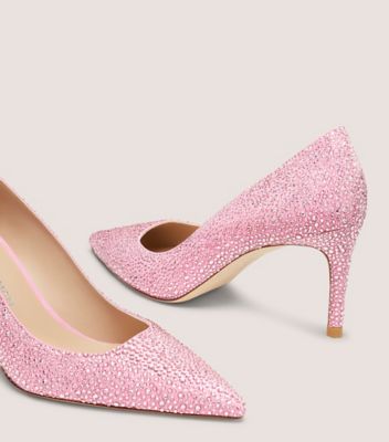 Stuart Weitzman,STUART POWER SHINE,Suede,Pumps,Foam,Embellished,Rhinestones,Sustainable,Formal,Pink,Detailed View