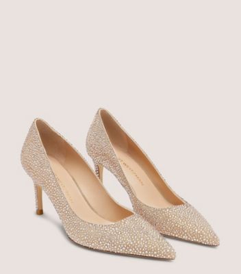 Stuart Weitzman,STUART POWER SHINE,Cristal pavé et suède,Beige subtil,Angle View