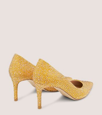 Stuart Weitzman,STUART POWER SHINE,Cristal pavé et suède,Topaze pâle,Back View