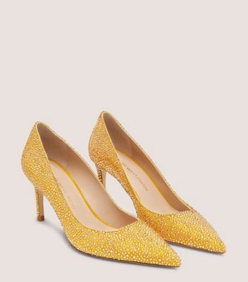 Stuart Weitzman,STUART POWER SHINE,Cristal pavé et suède,Topaze pâle,Angle View